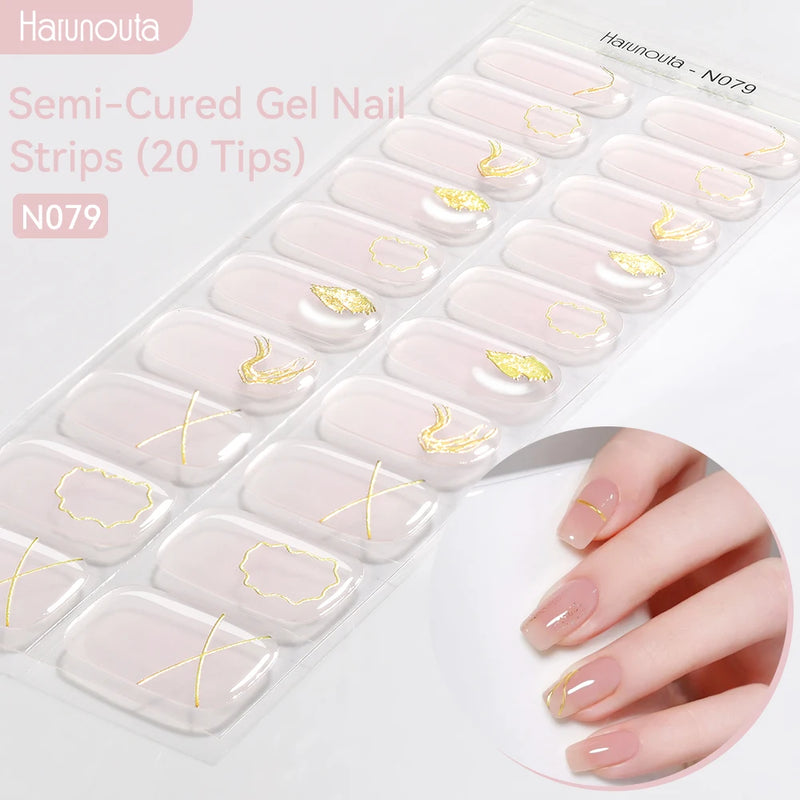 Harunouta Milky Jelly White Semi-Cured Gel Nail Wraps – 20 Tips