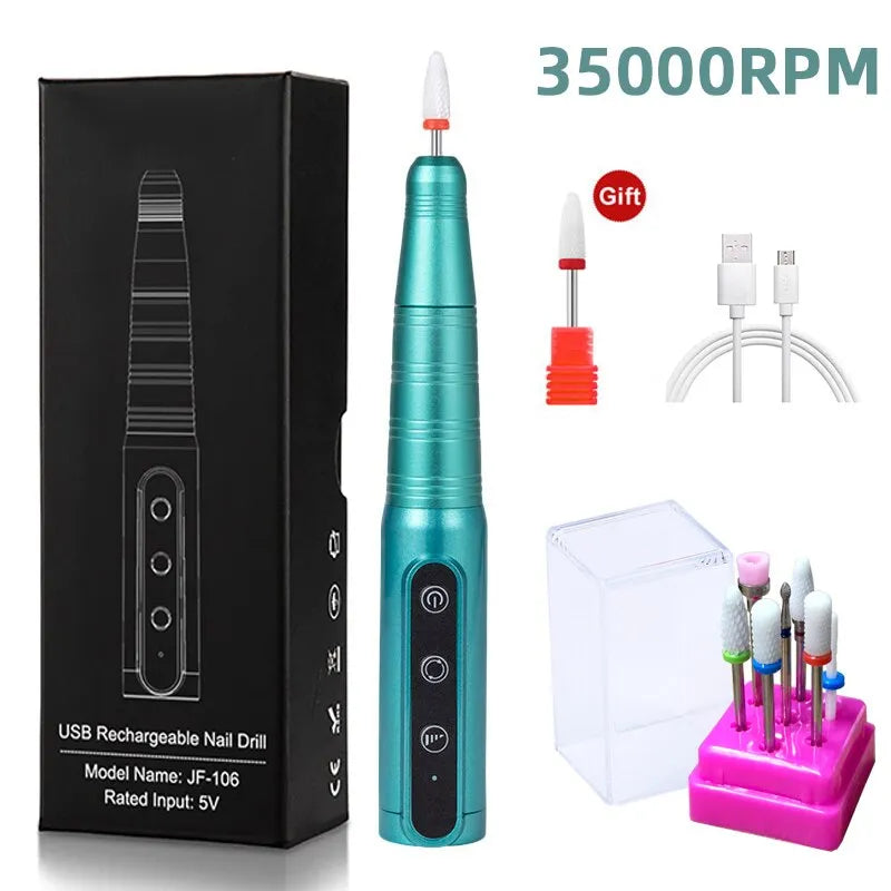 Wireless Nail Drill Pen USB Nail File Polishing Pen Rechargeable Nail Drill Machine Portable Drill