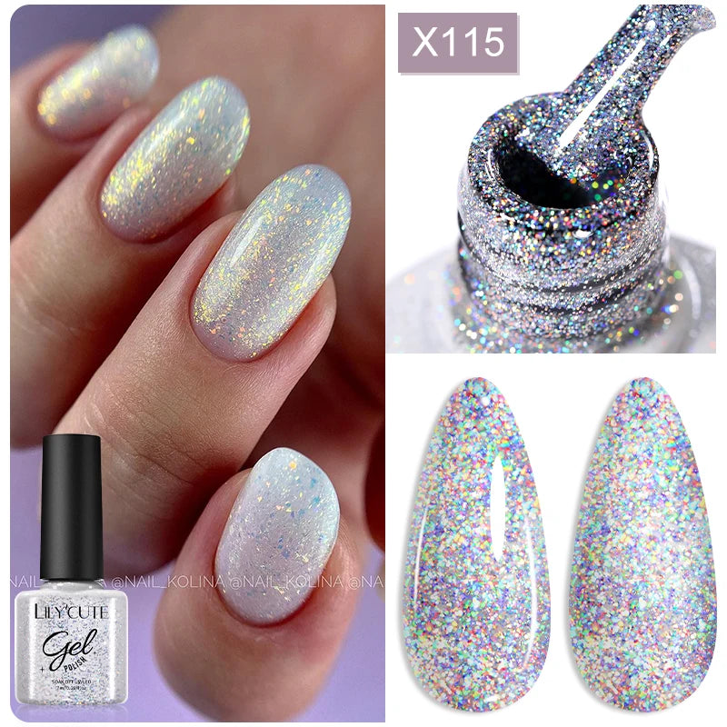 LILYCUTE 7ml Super Bright Metallic Gel Polish – Silver Mirror Effect