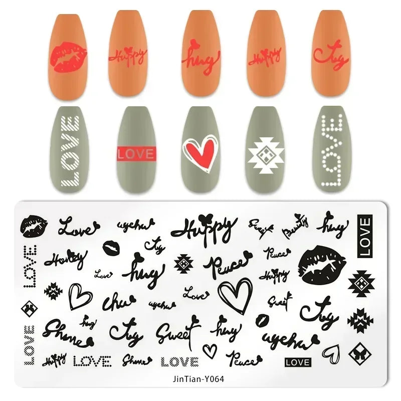 Nail Stamping Plates – Animal Prints, Letters, Hearts, Flowers & More – Stencil for Nail Art Designs