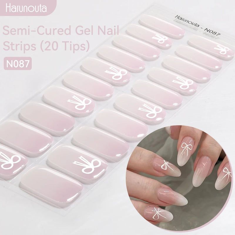 Harunouta Milky Jelly White Semi-Cured Gel Nail Wraps – 20 Tips