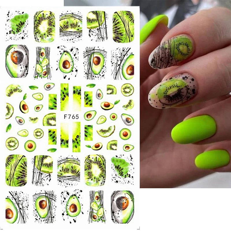 3D Fashion Poster Portrait Flower Nail Art Stickers – DIY Nail Decals