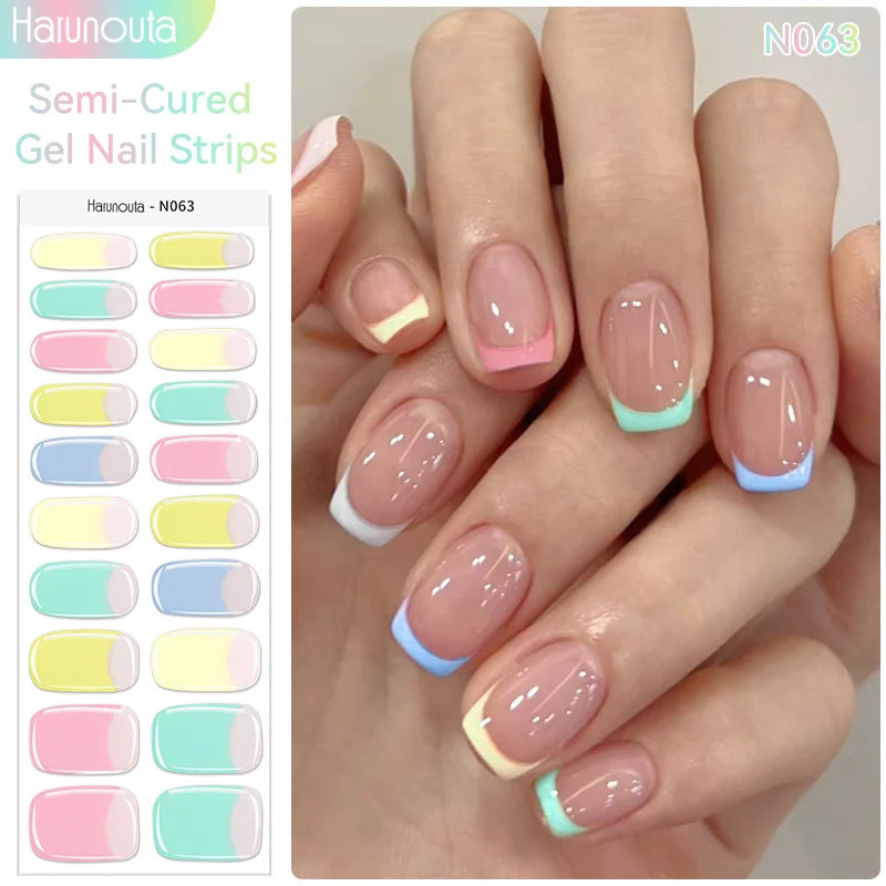 Harunouta Milky Jelly White Semi-Cured Gel Nail Wraps – 20 Tips