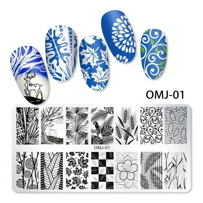 Nail Stamping Plates – Animal Prints, Letters, Hearts, Flowers & More – Stencil for Nail Art Designs