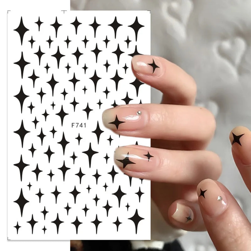 3D Fashion Poster Portrait Flower Nail Art Stickers – DIY Nail Decals