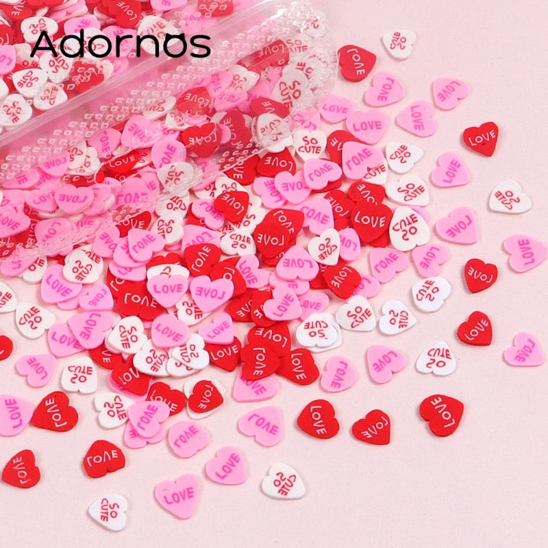 Resin Filling Love Heart Clay Slices – Valentine Kawaii Heart Sprinkles for DIY Crafts & Nail Art