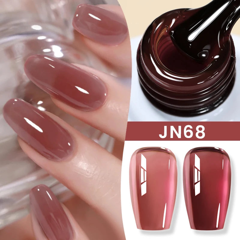 BORN PRETTY Jelly Nude Gel Nail Polish 10ml - Light Pink Peach Translucent UV Gel Varnish