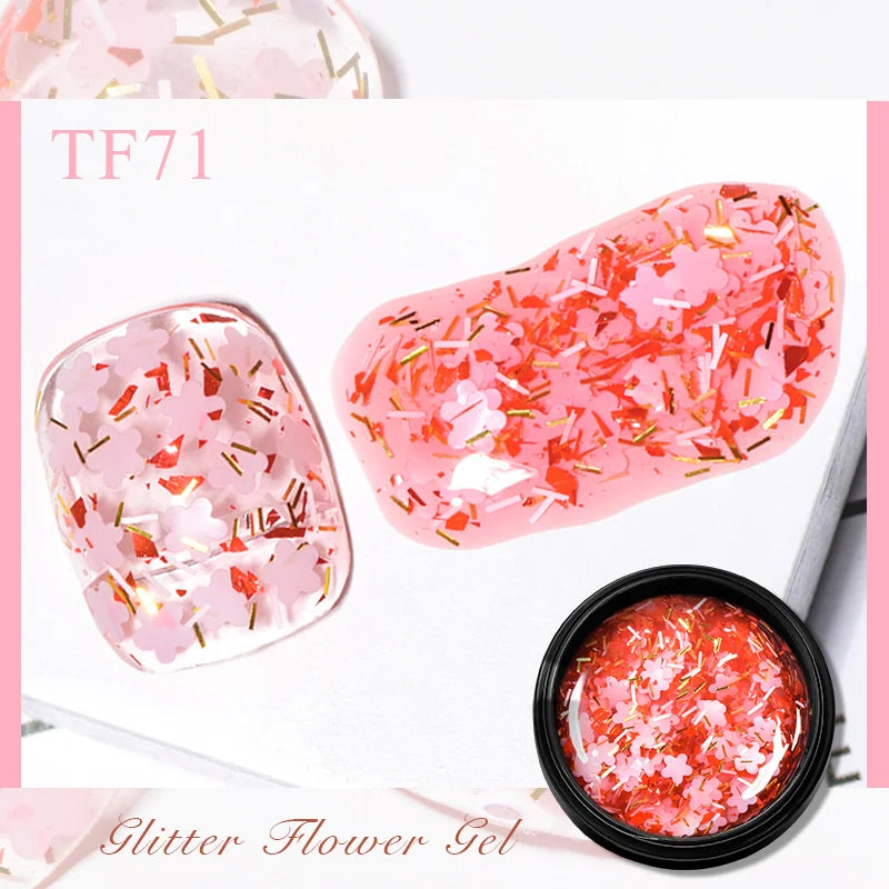 MEET ACROSS 5ml Pink Dried Flower Gel Nail Polish – Natural Flower Fairy Nail Art