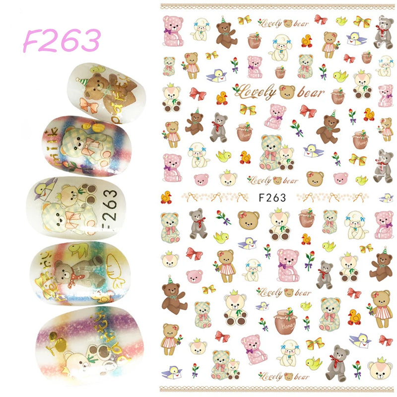 Cute 3D Cartoon Animal Nail Stickers – Dog, Cat & Bunny & More Self-Adhesive Manicure Decals