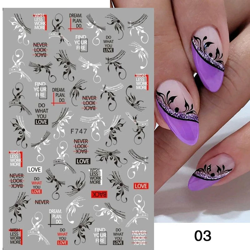 3D Fashion Poster Portrait Flower Nail Art Stickers – DIY Nail Decals