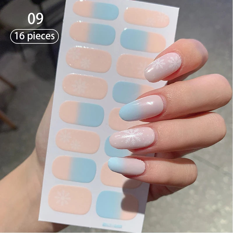 Pink Nude Full Cover Nail Stickers – Gradient Self-Adhesive Nail Wraps