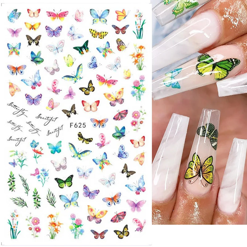 3D Fashion Poster Portrait Flower Nail Art Stickers – DIY Nail Decals