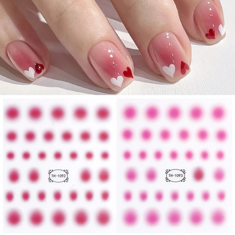 Gradient 3D Jelly Nail Stickers – Ombre Red & Pink Blush Translucent Gel Polish Wraps & More