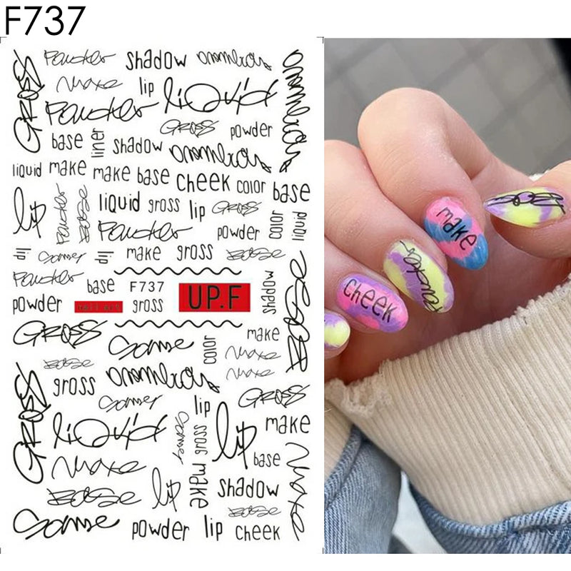 3D Fashion Poster Portrait Flower Nail Art Stickers – DIY Nail Decals