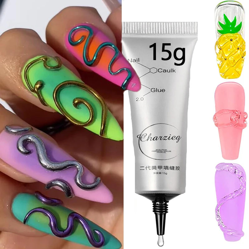 3D Nail Sculpting Clear Gel – 30g Moulding Gel for Nail Art, Embossed Candy Gel, Rhinestone Adhesive