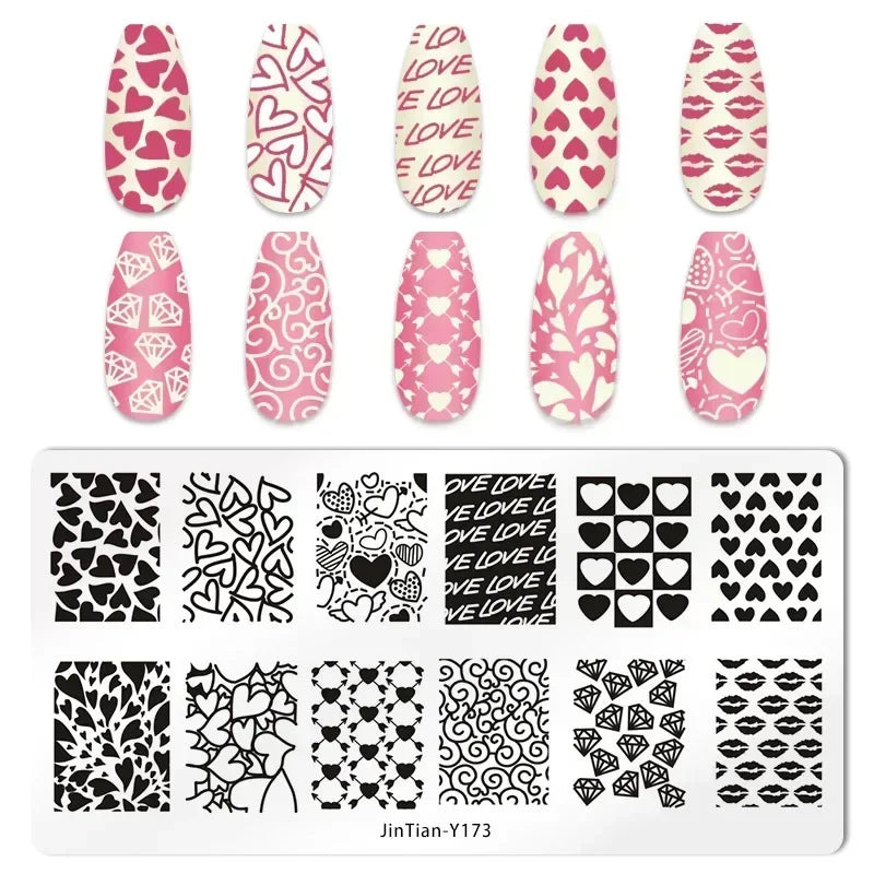 Nail Stamping Plates – Animal Prints, Letters, Hearts, Flowers & More – Stencil for Nail Art Designs