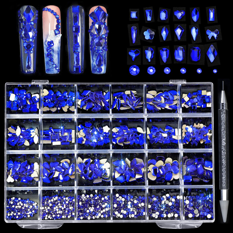 21 Shapes Luxury Jewelry Rhinestone Nail Art Kit with Glass Crystal Decorations and Pen