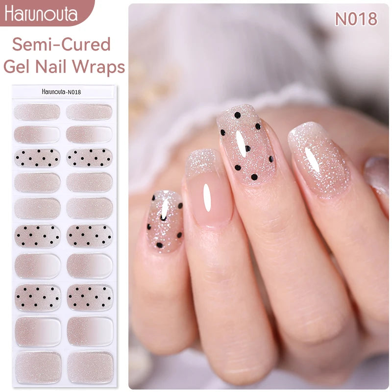 Harunouta Milky Jelly White Semi-Cured Gel Nail Wraps – 20 Tips