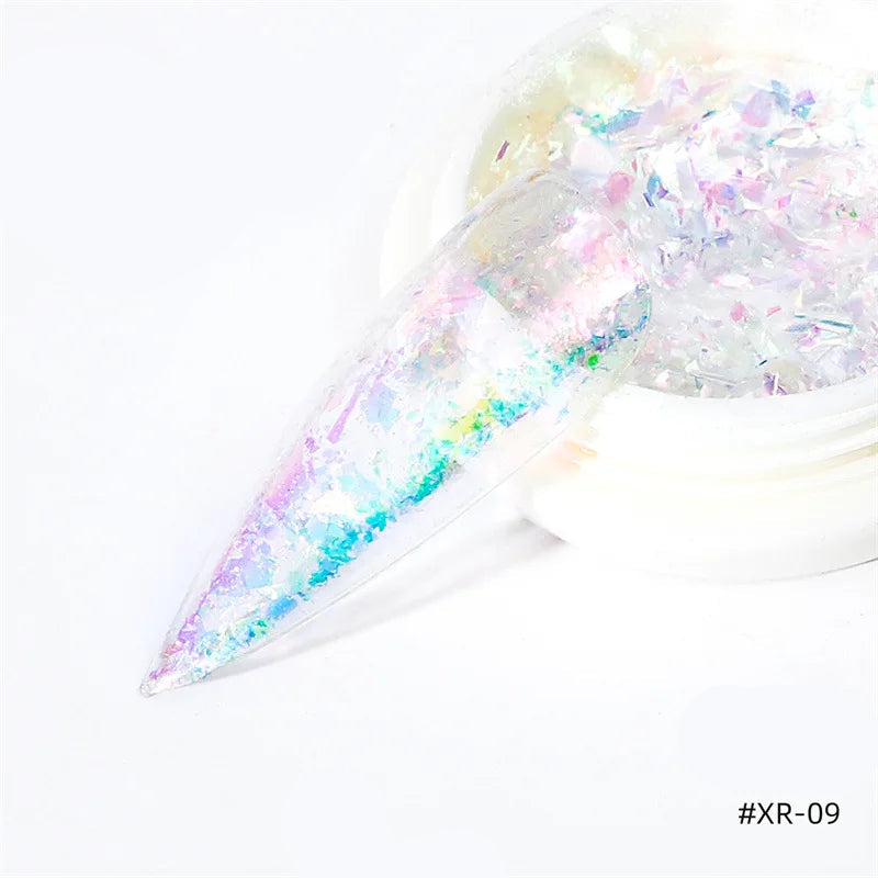 Gold Opal Nail Powder – Mermaid Glitter, Iridescent Chrome Flakes for Stunning Manicure Decorations