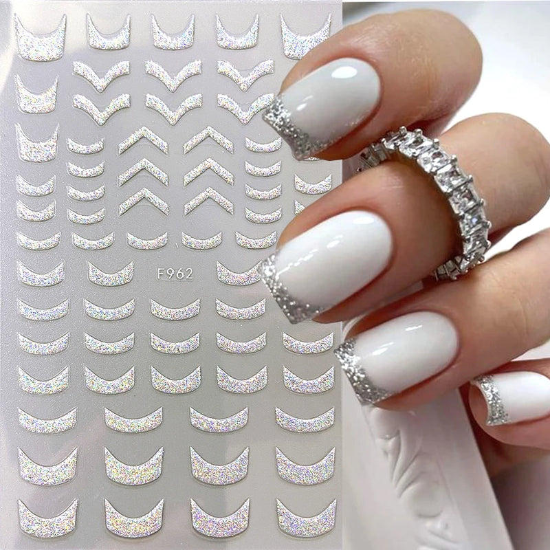 3D Gradient French Line Nail Stickers – Elegant DIY Nail Art Decals for French Tips & More