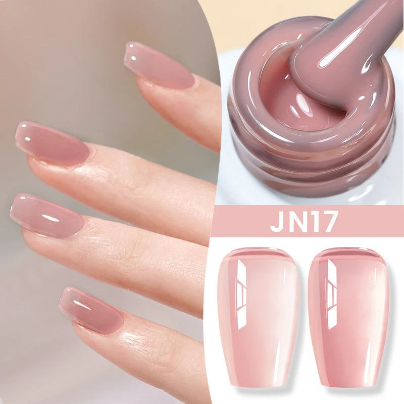 BORN PRETTY Jelly Nude Gel Nail Polish 10ml - Light Pink Peach Translucent UV Gel Varnish