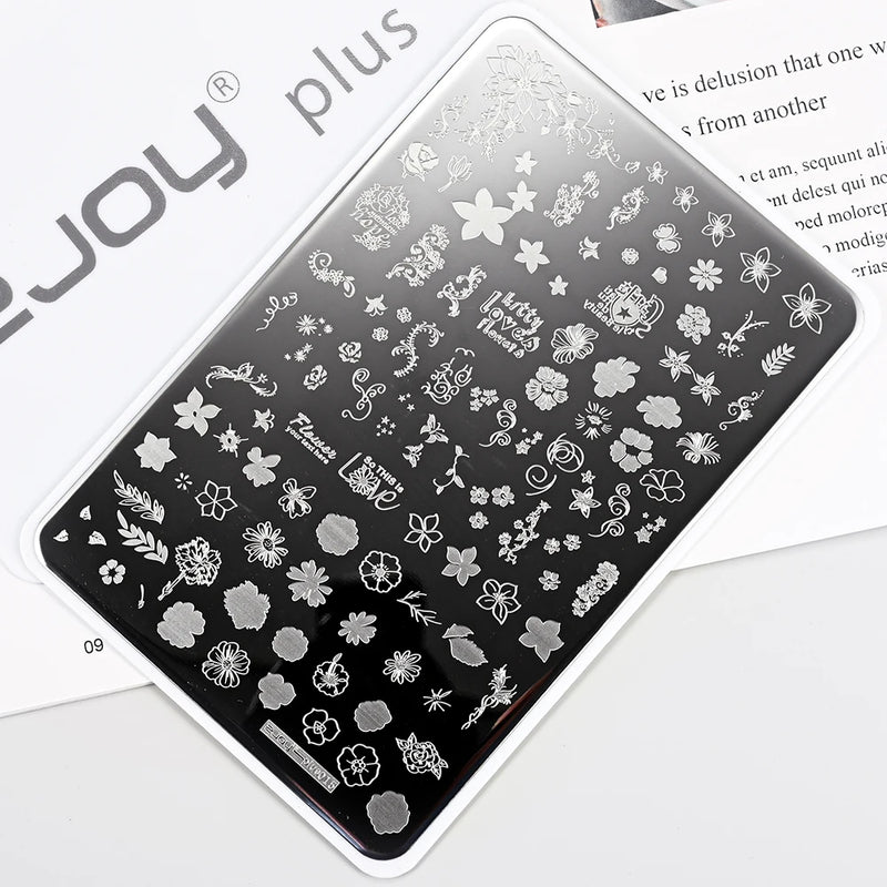 14.5x9.5cm French Snowflakes Nail Stamping Plate – Stainless Steel Nail Art Design Template Tool