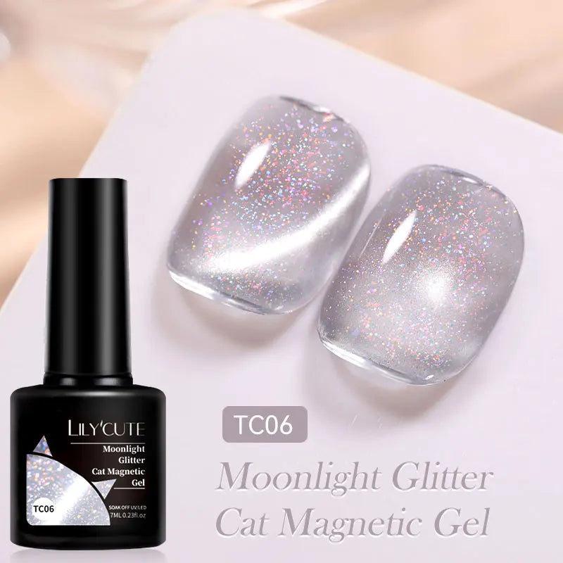 LILYCUTE 7ml Platinum Cat Eye Gel Polish – Rose Gold Foil Effect, Magnetic UV Gel for Nail Art