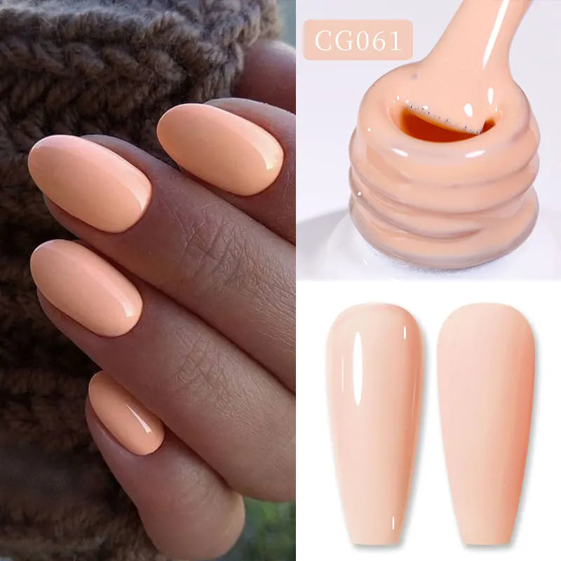 BORN PRETTY Jelly Nude Gel Nail Polish 10ml - Light Pink Peach Translucent UV Gel Varnish