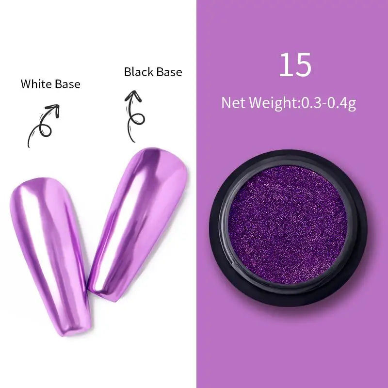 Pearl Aurora Nail Powder – Purple, Pink, Blue Chrome Glitter Pigment for UV Gel Polish Manicure