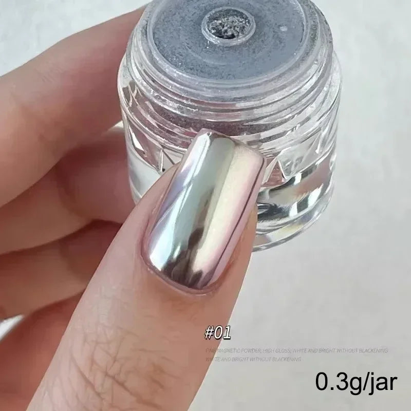 Mirror Nail Glitter Powder – Chrome, Cat Eye, Aurora Effect for Shiny Nail Art Decoration