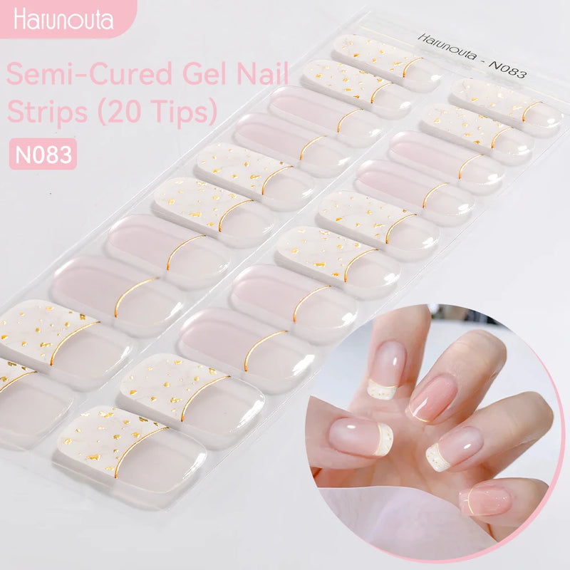 Harunouta Milky Jelly White Semi-Cured Gel Nail Wraps – 20 Tips