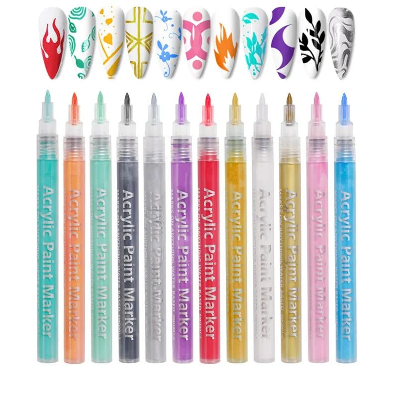 Waterproof Nail Art Drawing Pens – Acrylic Liner for DIY 3D Designs, Fine Patterns & Graffiti