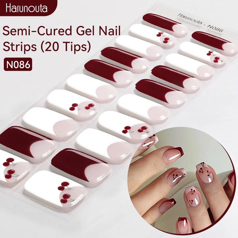 Harunouta Milky Jelly White Semi-Cured Gel Nail Wraps – 20 Tips