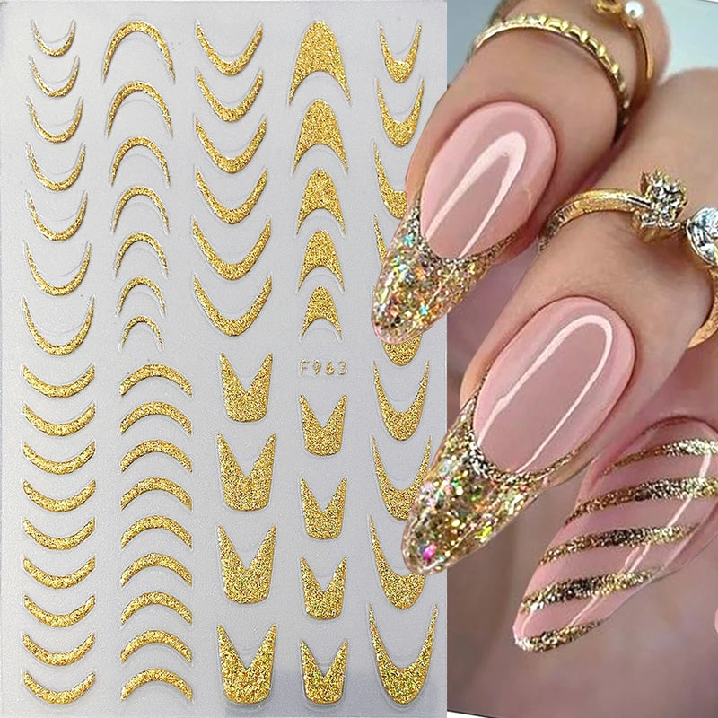 3D Gradient French Line Nail Stickers – Elegant DIY Nail Art Decals for French Tips & More