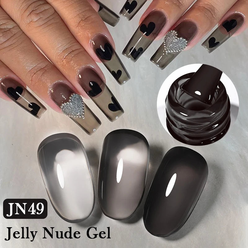 BORN PRETTY Black Jelly Nude Gel Nail Polish – 10ml 74 Colours, Semi-Permanent UV Gel Polish