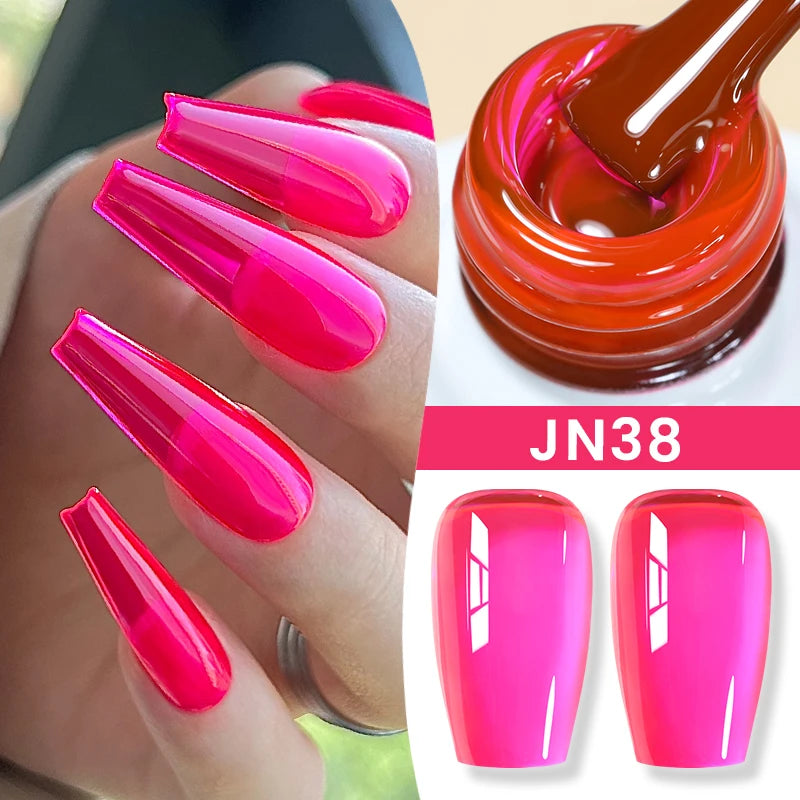 BORN PRETTY Jelly Nude Gel Nail Polish 10ml - Light Pink Peach Translucent UV Gel Varnish