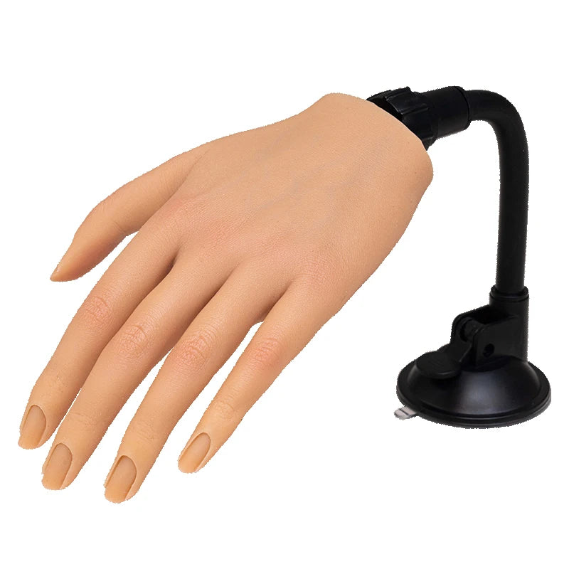 Silicone Nail Practice Hand with Stand – Realistic Fake Hand Model for Acrylic & Gel Nail Training