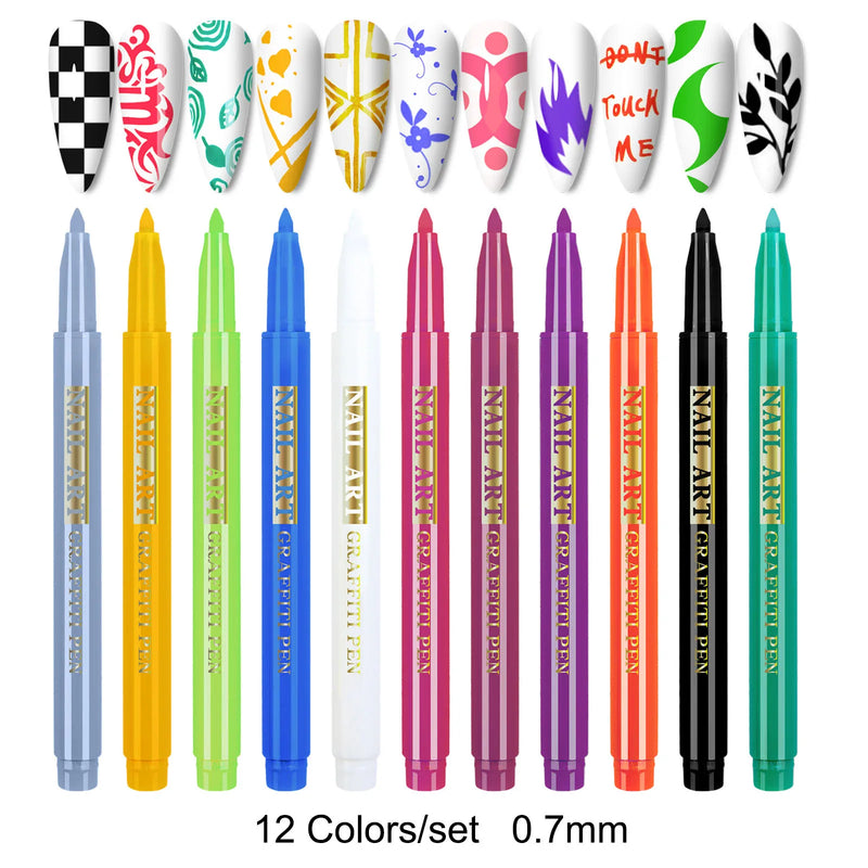 Waterproof Nail Art Drawing Pens – Acrylic Liner for DIY 3D Designs, Fine Patterns & Graffiti