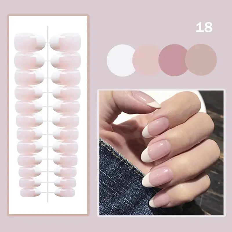 30Pcs French Gradient Short Coffin Nails – Nude Colour Full Cover Press-On Fake Nails