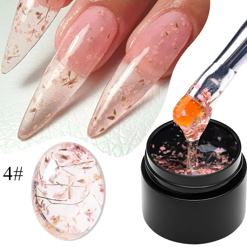 MEET ACROSS 5ml Pink Dried Flower Gel Nail Polish – Natural Flower Fairy Nail Art