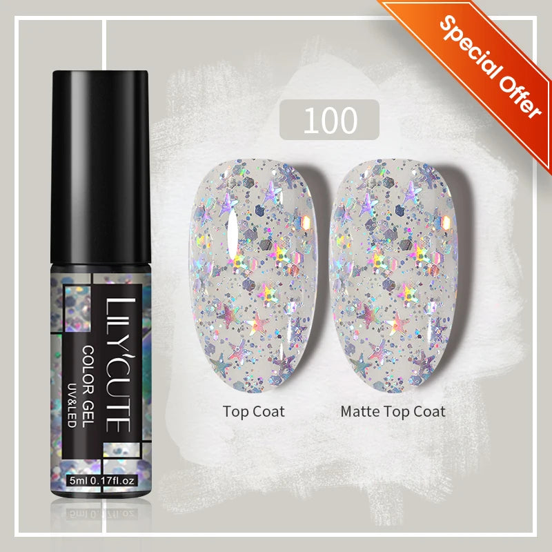 LILYCUTE 5ml Super Bright Metallic Painting Liner Gel – Silver & Holographic UV Gel & More Colours