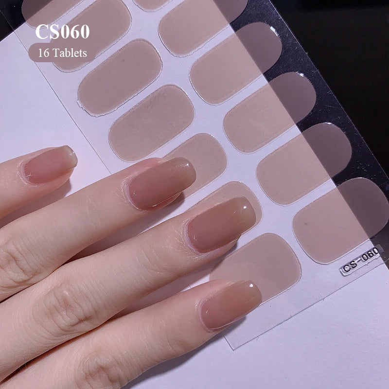 Pink Nude Full Cover Nail Stickers – Gradient Self-Adhesive Nail Wraps