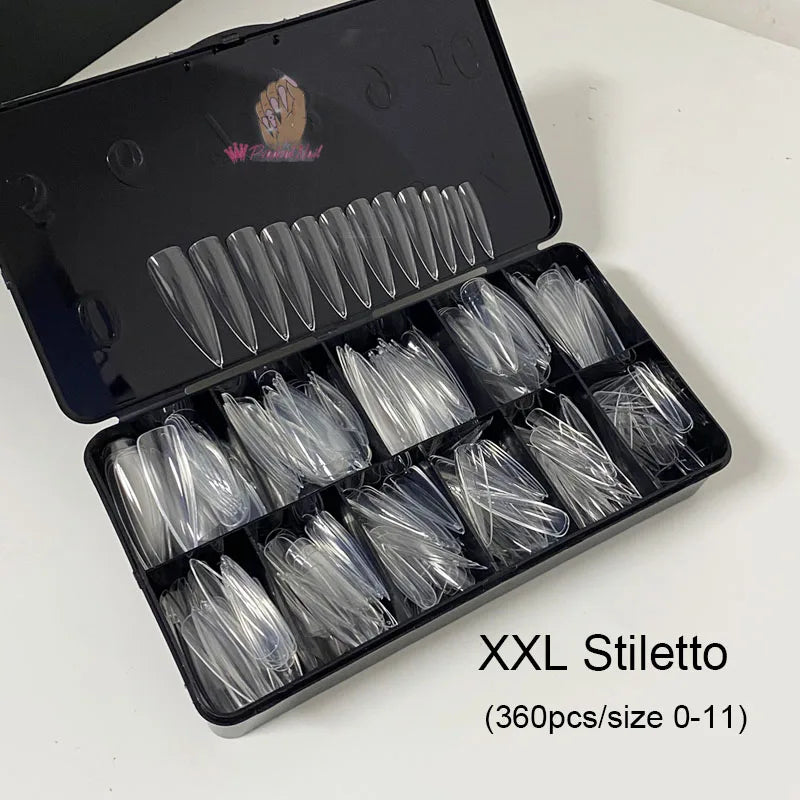 Gel X Nails Extension System - Full Cover Sculpted Clear Medium Coffin Nail Tips for Press-On Nails