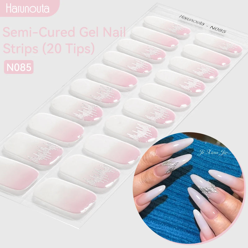 Harunouta Milky Jelly White Semi-Cured Gel Nail Wraps – 20 Tips