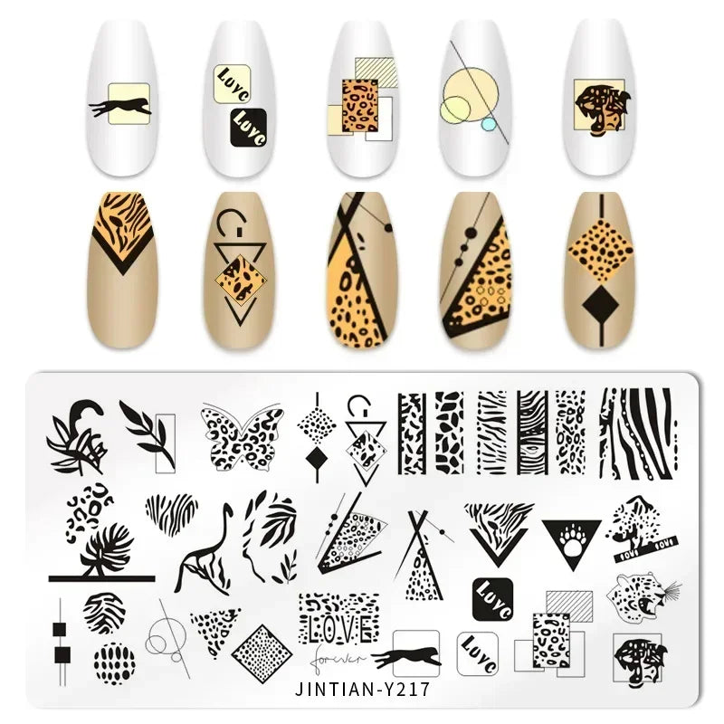 Nail Stamping Plates – Animal Prints, Letters, Hearts, Flowers & More – Stencil for Nail Art Designs