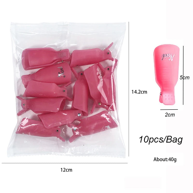 Nail Acrylic Removal Clips – 10 Pcs for UV/LED Gel Polish Removal