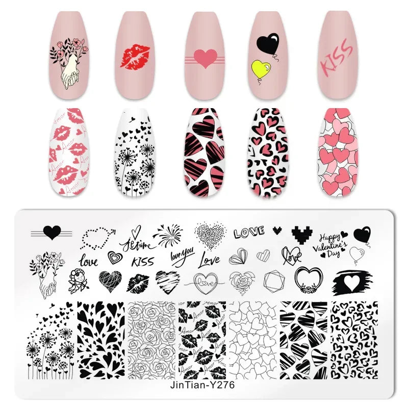 Nail Stamping Plates – Animal Prints, Letters, Hearts, Flowers & More – Stencil for Nail Art Designs