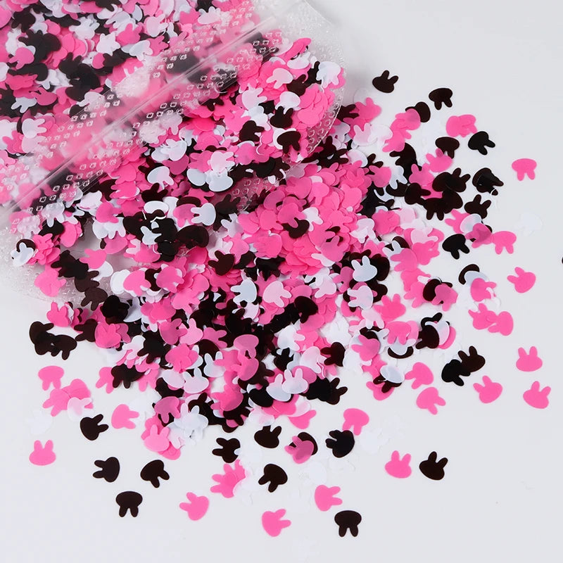 Kawaii Butterfly Sequins Nail Charms Rabbit Love Hearts Bubble Round Shape Paillettes Nails Decor