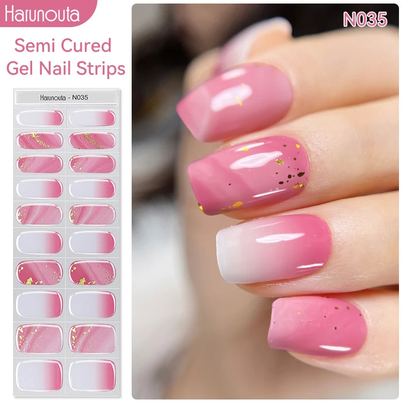 Harunouta Milky Jelly White Semi-Cured Gel Nail Wraps – 20 Tips