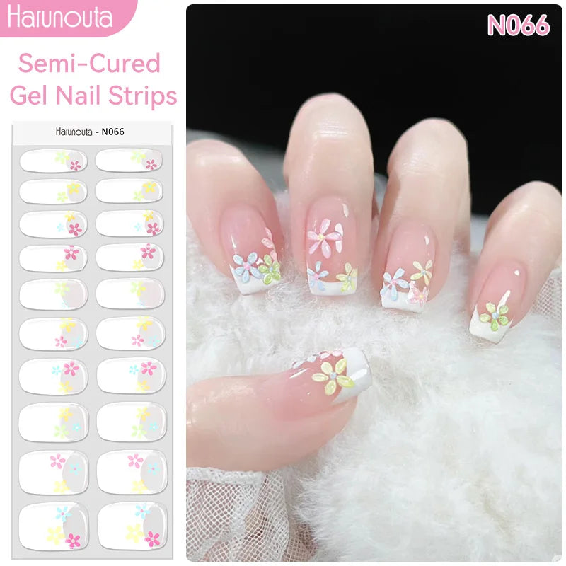 Harunouta Milky Jelly White Semi-Cured Gel Nail Wraps – 20 Tips